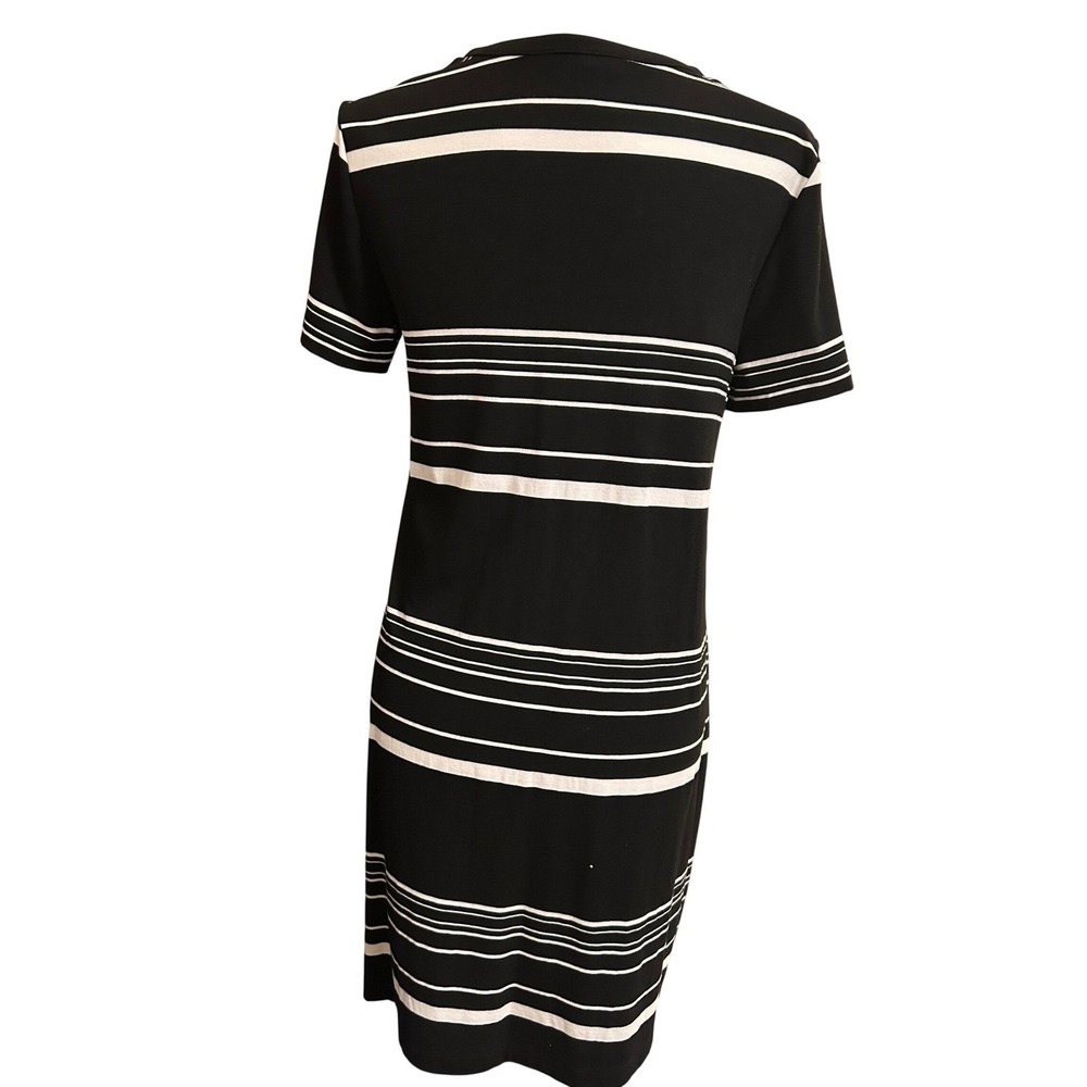 White House Black Market‎ Black White Striped Lace Up Shift Dress Womens Medium - Picture 3 of 7
